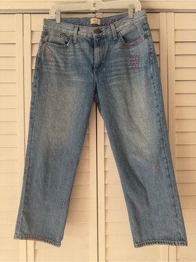 AO.LA Alice Olivia Star Embroidered Straight Leg Jeans Light Wash Size 30